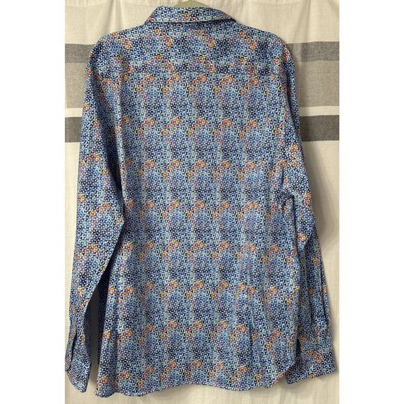 NWT Robert Graham Venlow Shirt Blue Mens 3XL Long Sleeve Geometric AOP $168 - Picture 3 of 15